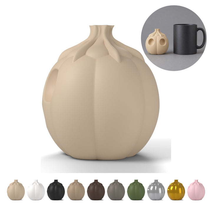 Pompoen Halloween decoratie met volgende ogen, 7 cm, PLA – Beige