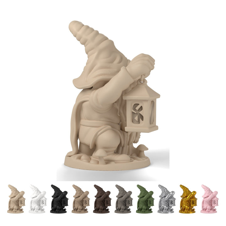 Kabouter figuurtje met spiraalvormige paddenstoelmuts, 10 cm, PLA – Beige