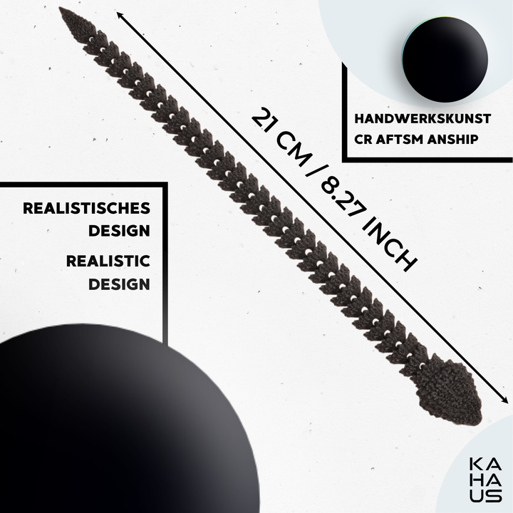 3D Snake Figure – Realistic Articulated Collectible (21 cm) – Black #c:black