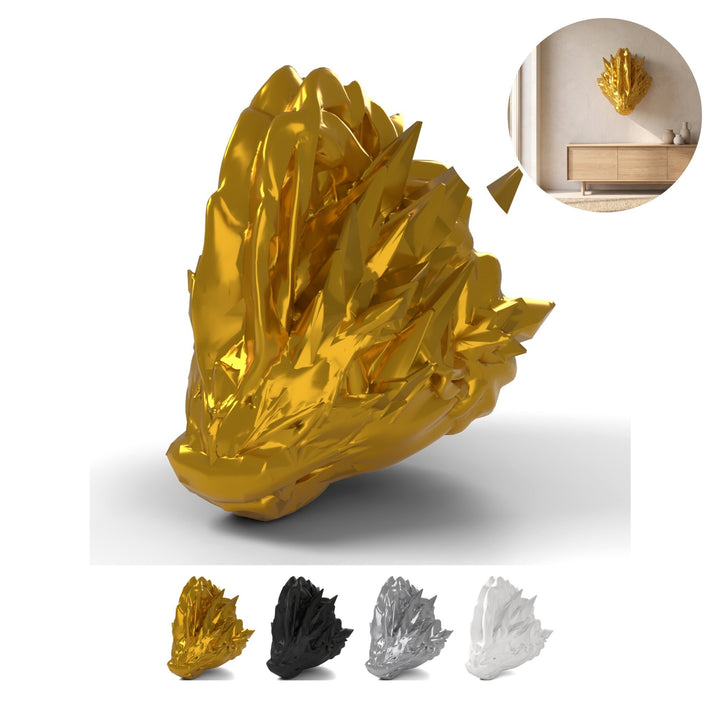 Dragon Head Wall Mount Jellyfish 9,6 cm, Jellyfish Sea Trophy, PLA – Silk Gold