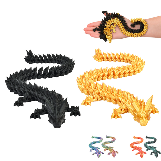 3D Dragon Duo – Set of 2 Figures (30 cm) – Black + Gold #c:black-gold