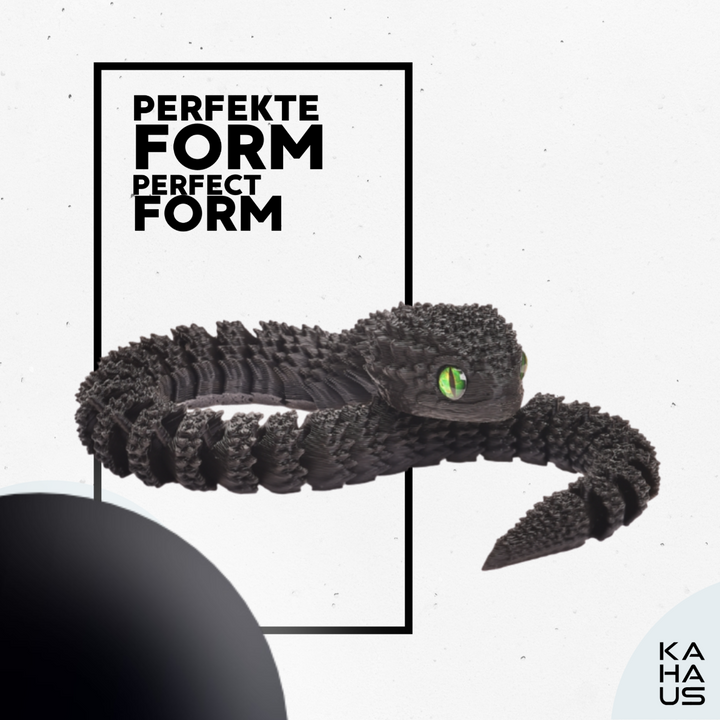 3D Snake Figure – Realistic Articulated Collectible (21 cm) – Black #c:black