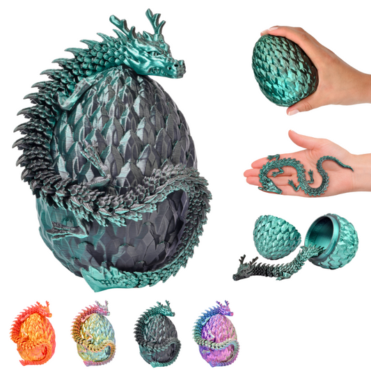 Chinese Dragon in Egg – Collectible Figure (30 cm) – Black-Green #c:black-green