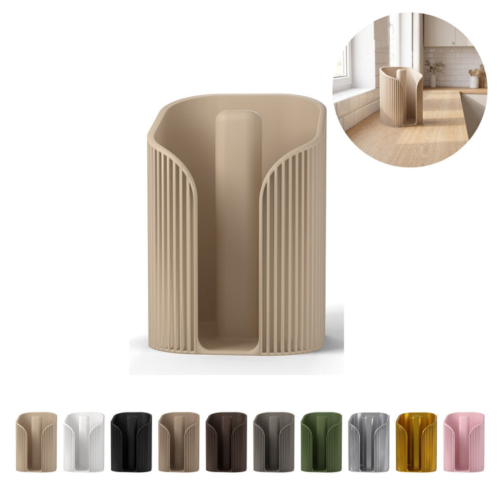 Portarrollos de cocina japandi 18 cm, soporte de encimera de PLA – beige