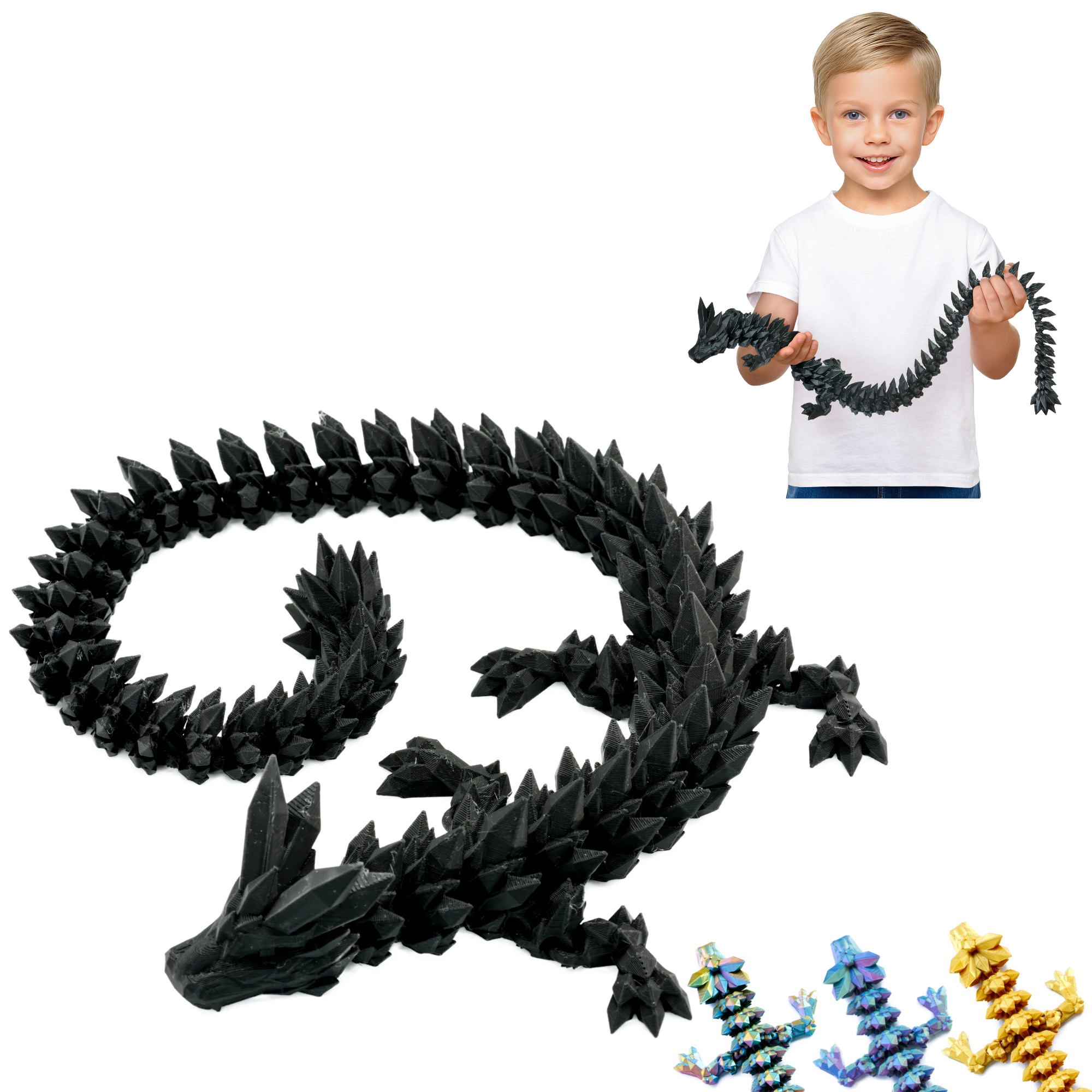 Large 3D Dragon – Dragon Sculpture 60 cm | Magical Dragon | Poseable Figure for Children, Collectors & Fantasy Fans