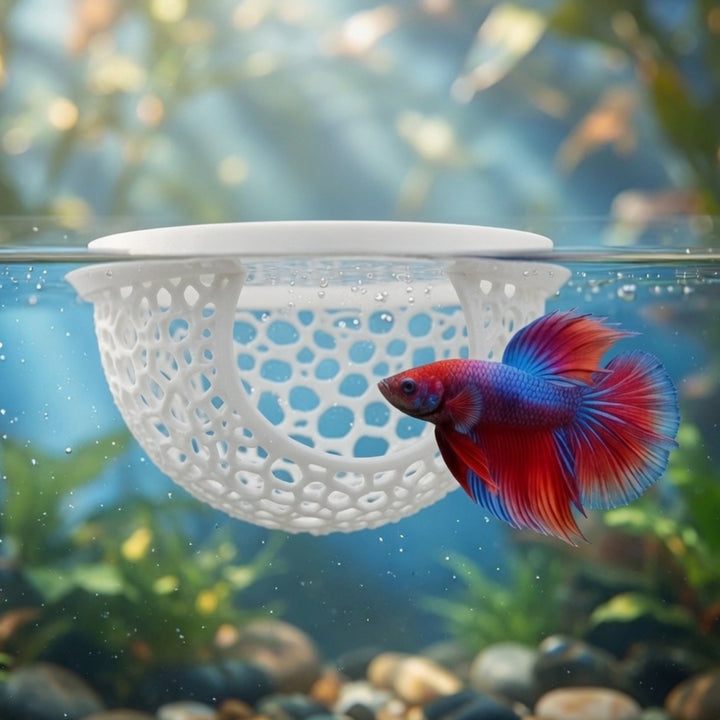 Betta Hammock & Shrimp Cave – Floating 3D Printed Aquarium Hide – White