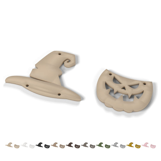 Halloween fülbevaló tök és boszorkánykalap, 4,7 cm, PLA – Beige