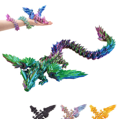 3D Winged Dragon Figure – Poseable Fantasy Sculpture (50 cm XL) – Blue-Green-Violet