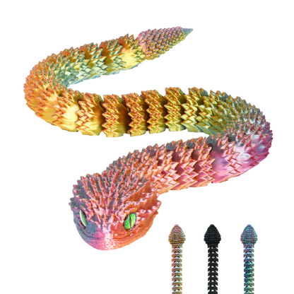 3D Snake Figure – Realistic Articulated Collectible (27 cm) – Red-Yellow-Green #c:red-yellow-green