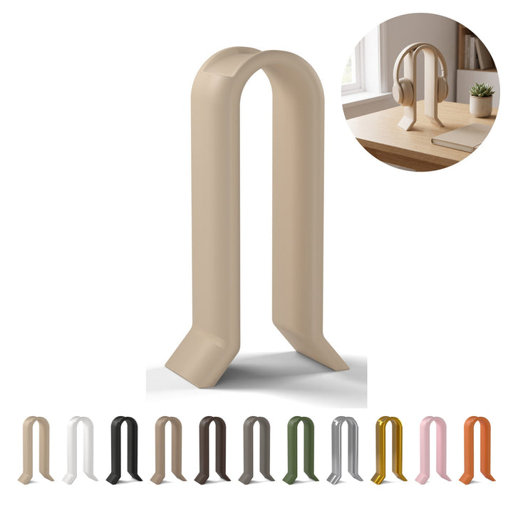 Soporte para auriculares de 25 cm, arco sobre dos pies de PLA – Beige