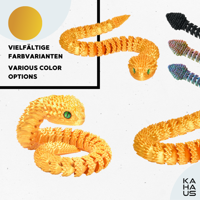 3D Snake Figure – Realistic Articulated Collectible (27 cm) – Gold #c:gold