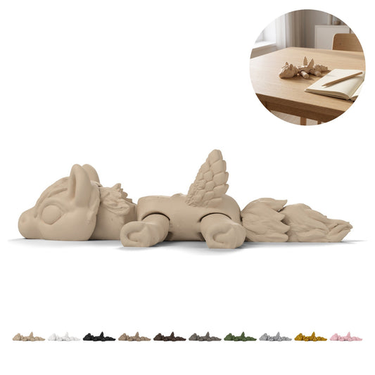 Figurină Pegas articulată 14,1 cm, cal înaripat flexi, imprimare 3D – bej