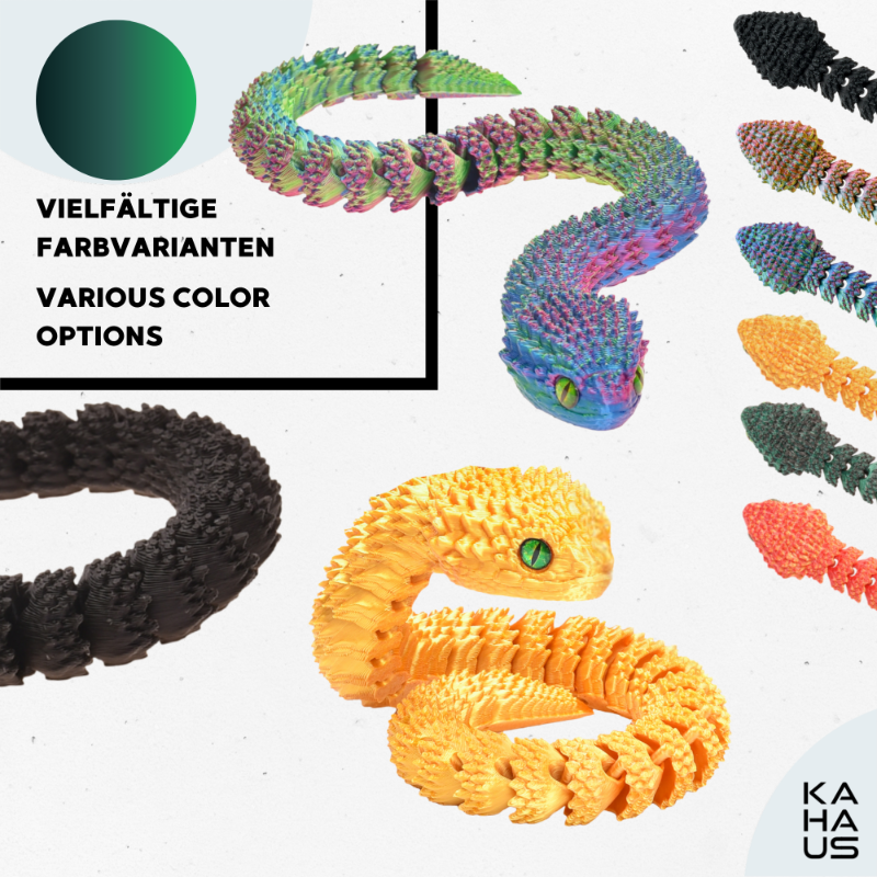 3D Snake Figure – Realistic Articulated Collectible (21 cm) – Black-Green #c:black-green