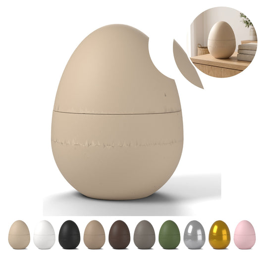 Joyero huevo de dragón 13 cm, liso con gema, de PLA – beige