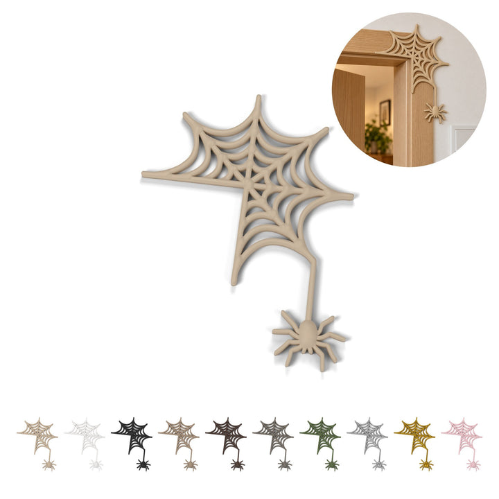 Decorațiune de Halloween pentru ușă, păianjen de colț 24,1 cm, PLA – bej