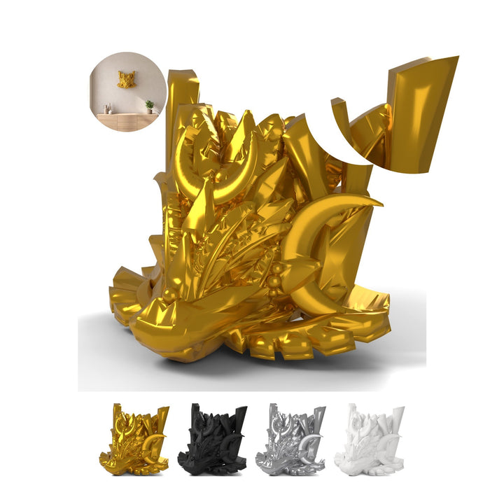 Cabeza de dragón de pared Infinity Flare 9,3 cm, trofeo fantástico de fuego, PLA – dorado silk