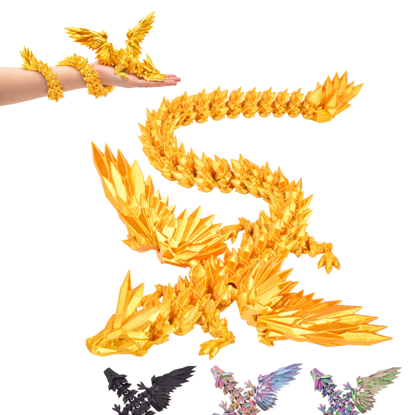 3D Winged Dragon Figure – Poseable Fantasy Sculpture