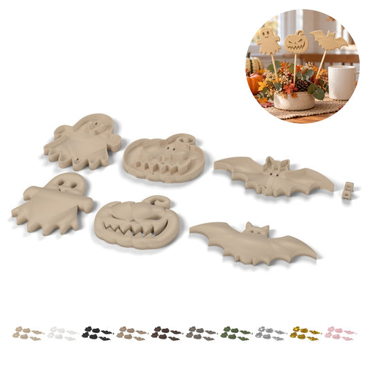 Halloween decoratie spook, pompoen, vleermuis, set van 3, 11,8 cm, PLA – Beige