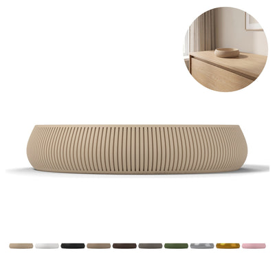 Vaciabolsillos Japandi Ø 17,6 cm, 3,5 cm de alto, PLA, para llaves y joyas – beige