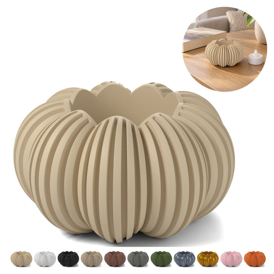 Portavelas calabaza para vela LED — 4,6 cm – Beige