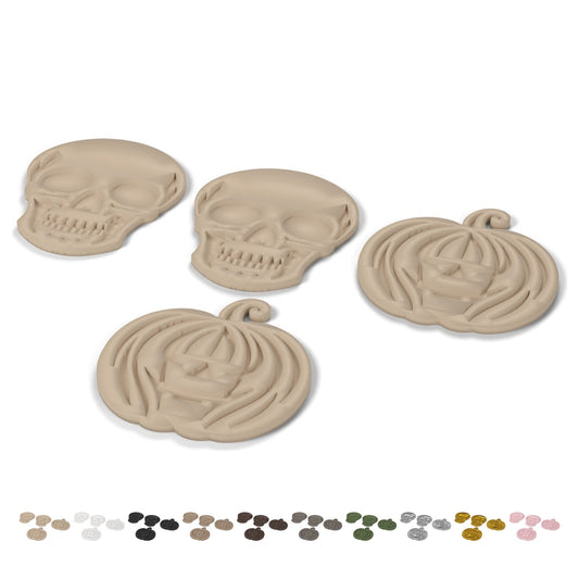 Suporturi pahar Halloween dovleac și craniu 10,4 cm, PLA – Beige