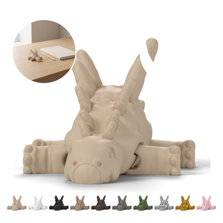 Figurină articulată stegozaur 11,4 cm, mini dinozaur flexi imprimat 3D – bej