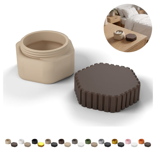 Recipiente de viaje con tapa de rosca, hexagonal, aprox. 2,5 cm, PLA – Beige
