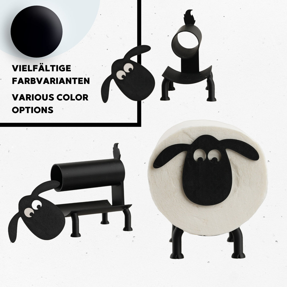 Sheep Toilet Paper Holder - SET – Black